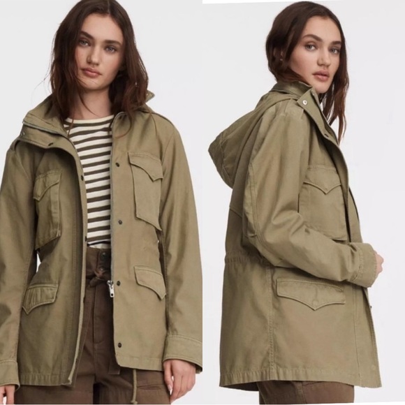 Rag & Bone M65 Field Cotton Utility Full Zip Hooded Jacket Moss Green NWT XXS - Picture 1 of 14